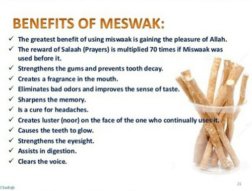 Miswaak causes the teeth to glow.